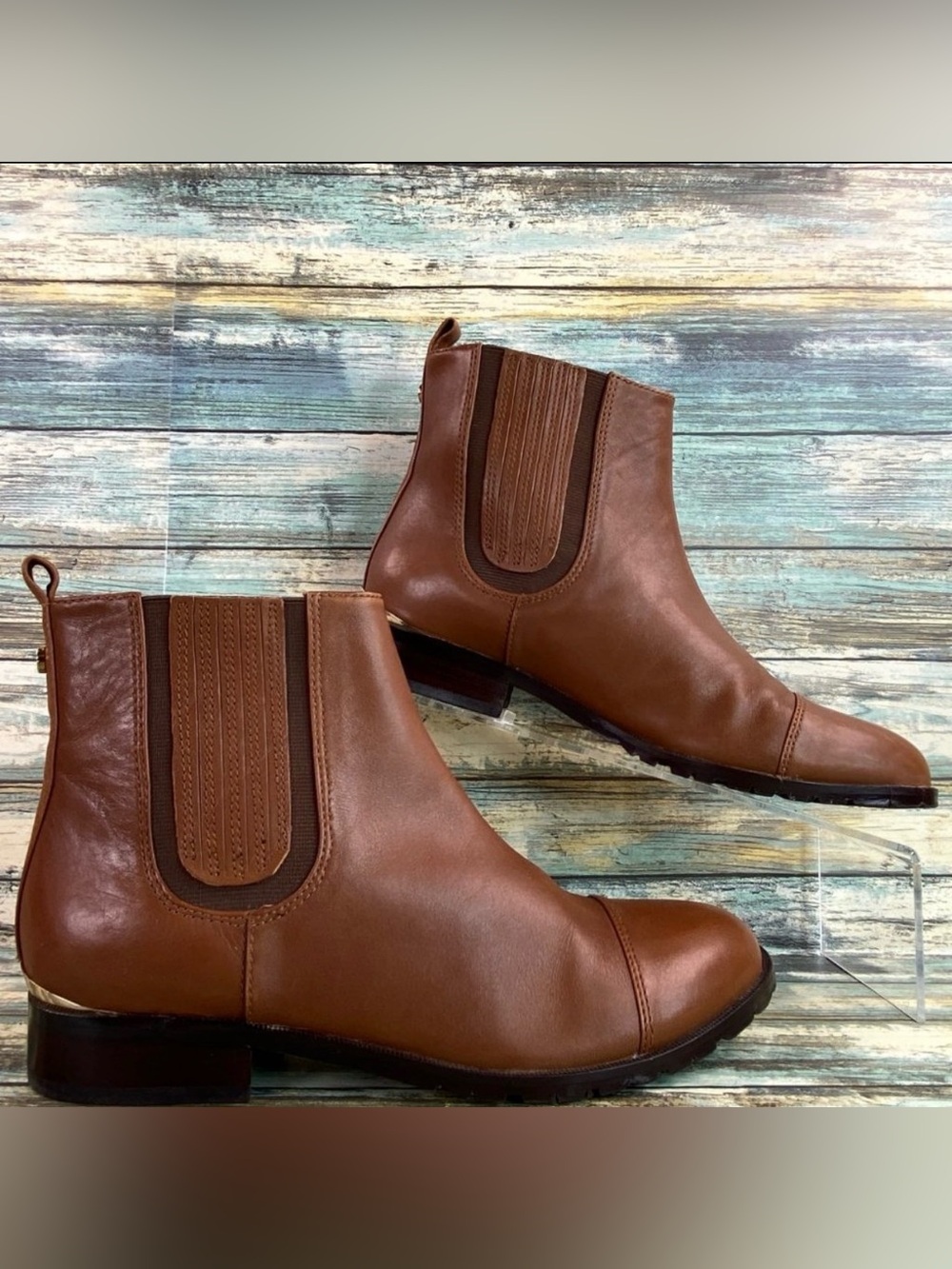 C Wonder Chelsea Boot Bootie Womens Size 7.5M Brown Leather Slip On Ankle